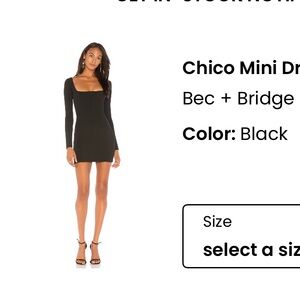 Bec + Bridge Black Mini Square Neck Dress